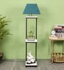 Faraday Grey Fabric Shade Shelf Floor Lamp With Wood Base