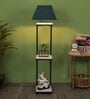 Faraday Grey Fabric Shade Shelf Floor Lamp With Wood Base