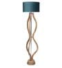 Admiration Grey Fabric Shade Club Floor Lamp With Wood Base