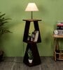 Grey Fabric Shade Floor Lamp With Brown Base