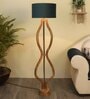 Admiration Grey Fabric Shade Club Floor Lamp With Wood Base