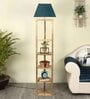 Studio15 Grey Fabric Shade Shelf Floor Lamp With Wood Base