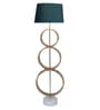 Grey Fabric Shade Novelty Floor Lamp With Wood Base