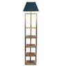 Studio15 Grey Fabric Shade Shelf Floor Lamp With Wood Base