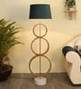 Grey Fabric Shade Novelty Floor Lamp With Wood Base