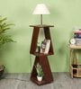 Grey Fabric Shade Floor Lamp With Brown Base