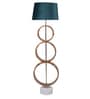 Grey Fabric Shade Novelty Floor Lamp With Wood Base