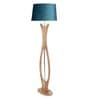 Diseno Grey Fabric Shade Club Floor Lamp With Wood Base