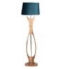 Diseno Grey Fabric Shade Club Floor Lamp With Wood Base