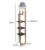 Creative Grey Fabric Shade Shelf Floor Lamp With Wood Base