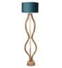 Admiration Grey Fabric Shade Club Floor Lamp With Wood Base
