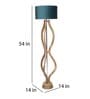Admiration Grey Fabric Shade Club Floor Lamp With Wood Base