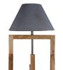 Creative Grey Fabric Shade Shelf Floor Lamp With Wood Base