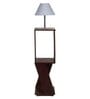 Grey Fabric Shade Floor Lamp With Brown Base