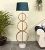 Grey Fabric Shade Novelty Floor Lamp With Wood Base