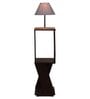 Grey Fabric Shade Floor Lamp With Brown Base