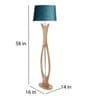 Diseno Grey Fabric Shade Club Floor Lamp With Wood Base