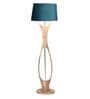 Diseno Grey Fabric Shade Club Floor Lamp With Wood Base