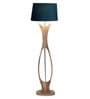 Diseno Grey Fabric Shade Club Floor Lamp With Wood Base