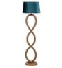 Joshaphus Grey Fabric Shade Club Floor Lamp With Wood Base
