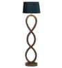 Joshaphus Grey Fabric Shade Club Floor Lamp With Wood Base