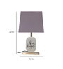 Grey Fabric Shade Marble Table LED Lamp With Antique Brass Base