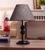 Grey Fabric Shade Table Lamp with Black Base