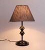 Grey Fabric Shade Table Lamp with Black Base