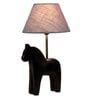 Grey Fabric Shade Table Lamp With Black Base