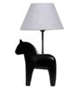 Grey Fabric Shade Table Lamp With Black Base