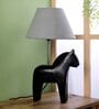 Grey Fabric Shade Table Lamp With Black Base