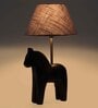 Grey Fabric Shade Table Lamp With Black Base