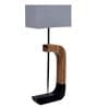 Grey Fabric Shade Table Lamp With Brown & Black Base