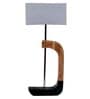 Grey Fabric Shade Table Lamp With Brown & Black Base