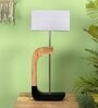 Grey Fabric Shade Table Lamp With Brown & Black Base