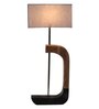 Grey Fabric Shade Table Lamp With Brown & Black Base