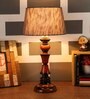 Metz Grey Fabric Shade Night Lamp With Wood Base