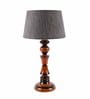 Metz Grey Fabric Shade Night Lamp With Wood Base