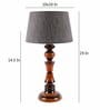 Metz Grey Fabric Shade Night Lamp With Wood Base
