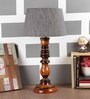 Grey Fabric Shade Table Lamp With Brown Base