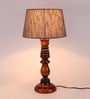 Grey Fabric Shade Table Lamp With Brown Base