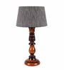 Grey Fabric Shade Table Lamp With Brown Base