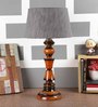 Metz Grey Fabric Shade Night Lamp With Wood Base