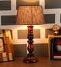 Grey Fabric Shade Table Lamp With Brown Base