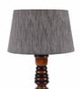 Grey Fabric Shade Table Lamp With Brown Base