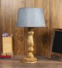 Grey Fabric Shade Table Lamp with Brown Base