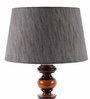 Metz Grey Fabric Shade Night Lamp With Wood Base