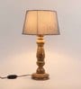 Grey Fabric Shade Table Lamp with Brown Base