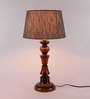 Metz Grey Fabric Shade Night Lamp With Wood Base