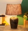 Dijon Grey Fabric Shade Night Lamp With Teracotta Base
